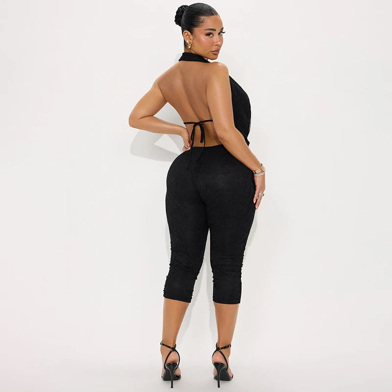 "Lace Night Out" Backless Jumpsuit