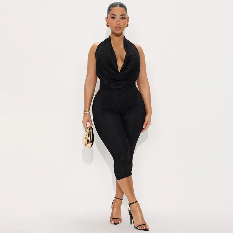 "Lace Night Out" Backless Jumpsuit