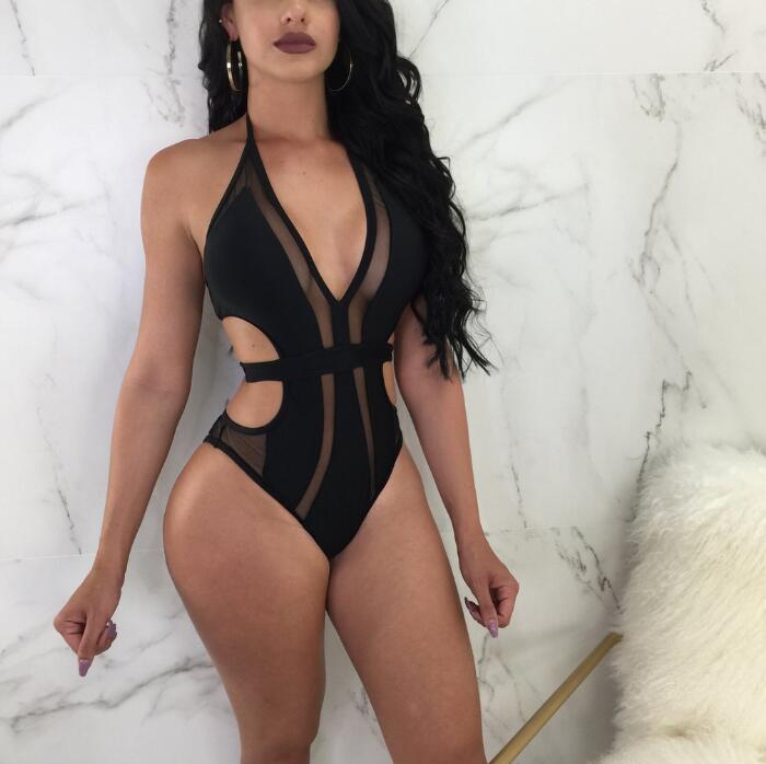 One Piece Mesh Hollow Monokini