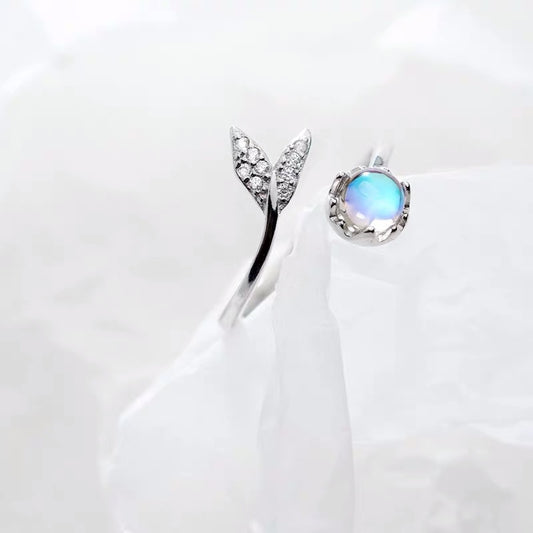 925 Sterling Silver Moonstone Adjustable Ring