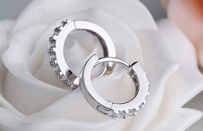 925 Sterling Silver Crystal Circle Earrings