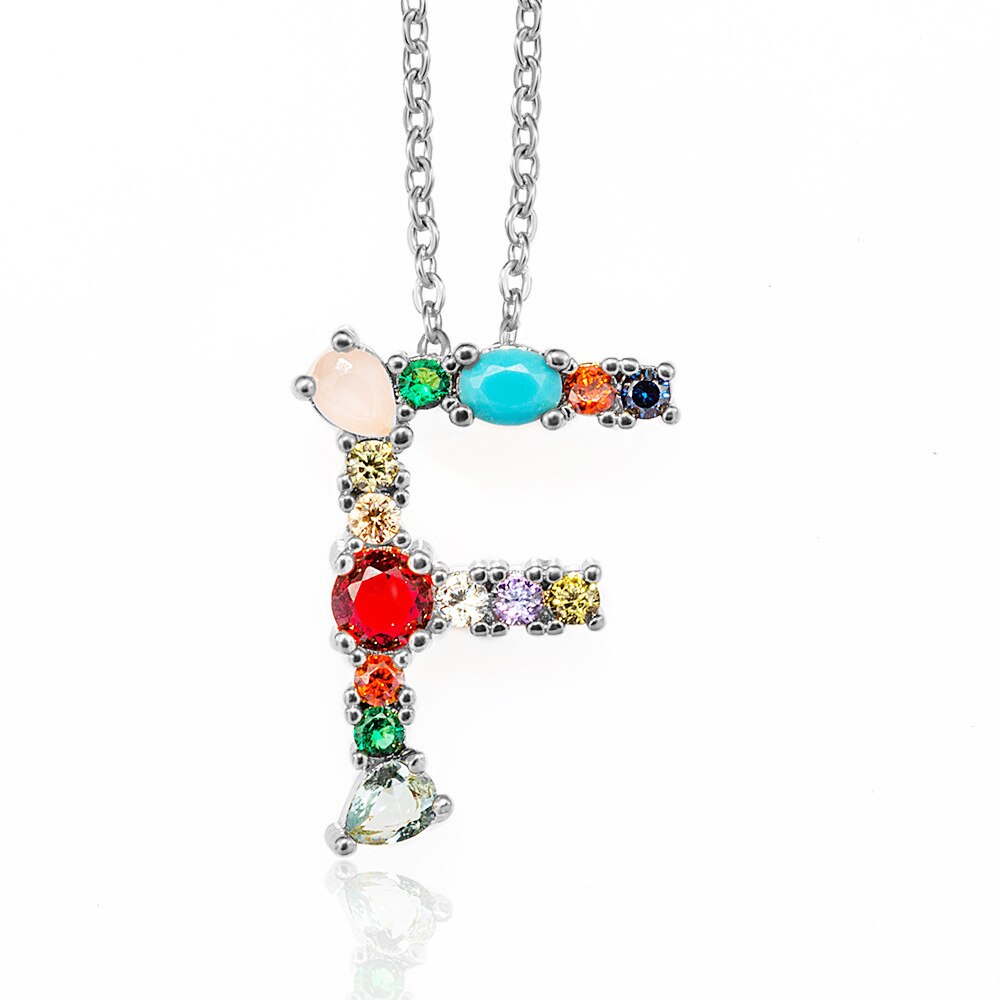 Multicolor Gold Initial Necklace