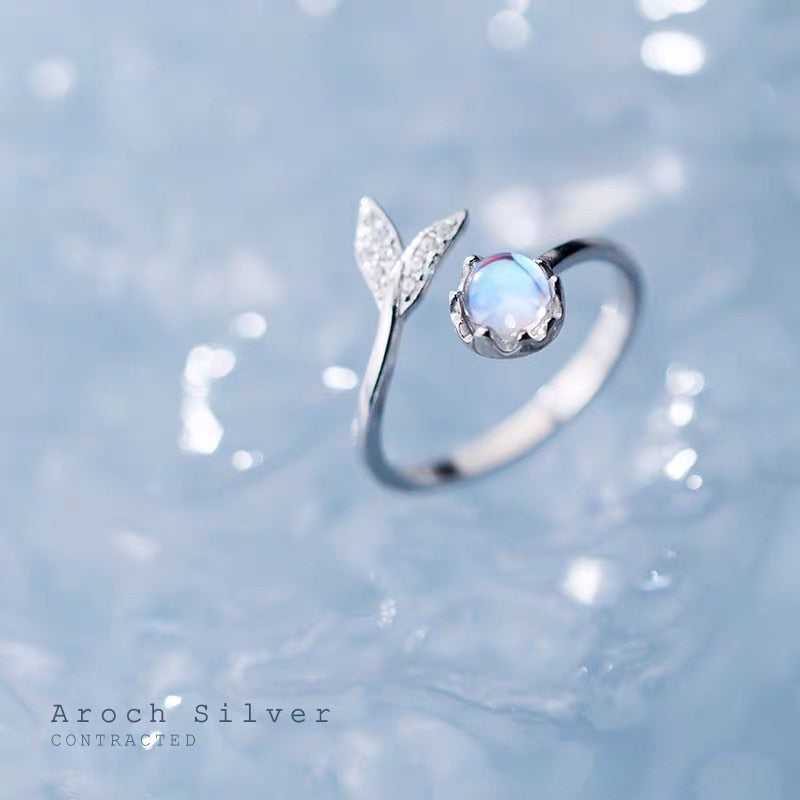 925 Sterling Silver Moonstone Adjustable Ring