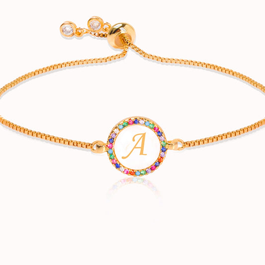 Rainbow Zircon Initial Bracelet