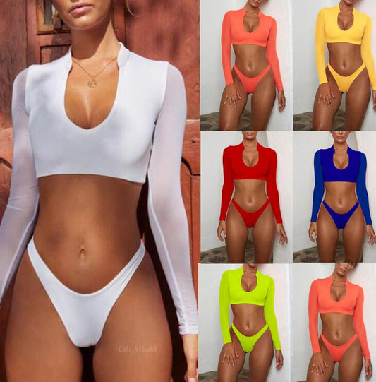 2 Piece Long Sleeve Cheeky Bikini