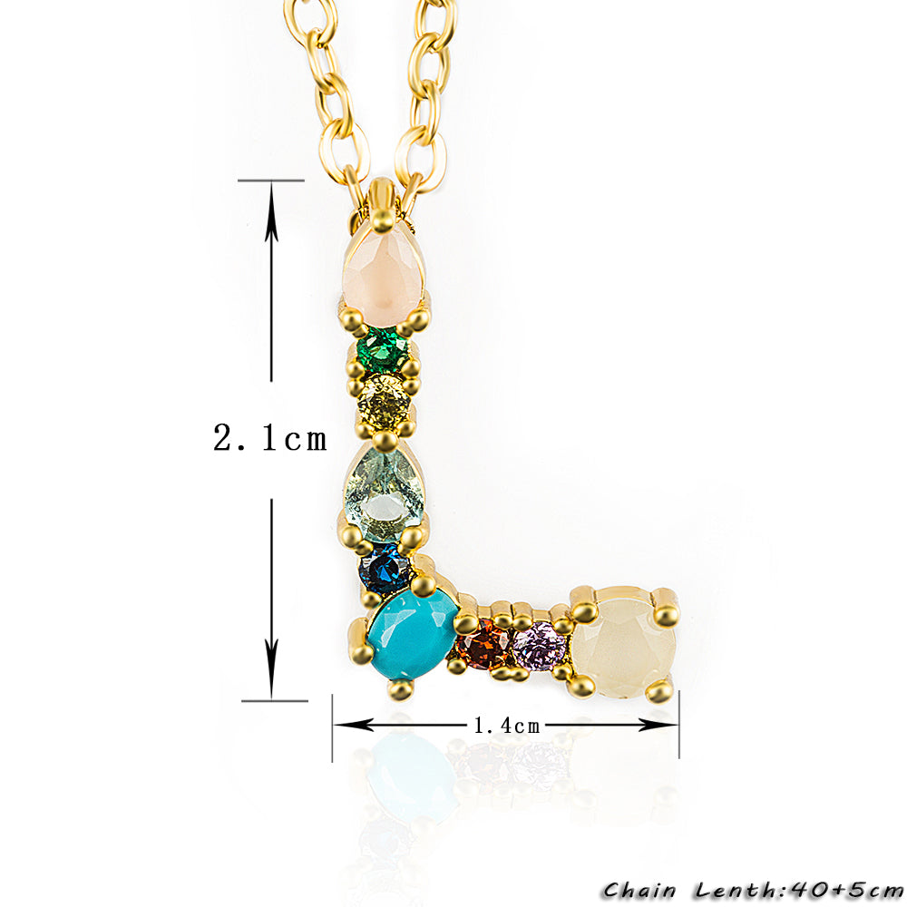 Multicolor Gold Initial Necklace