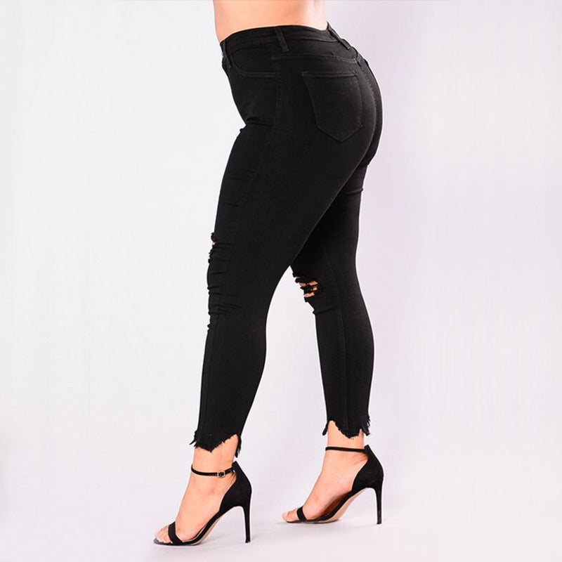 Plus Size Mid Waist Black Jeans