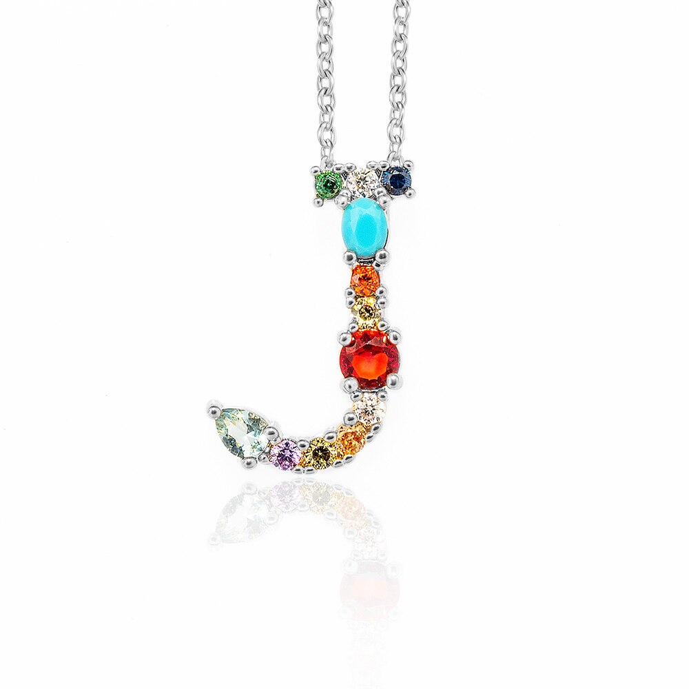 Multicolor Gold Initial Necklace