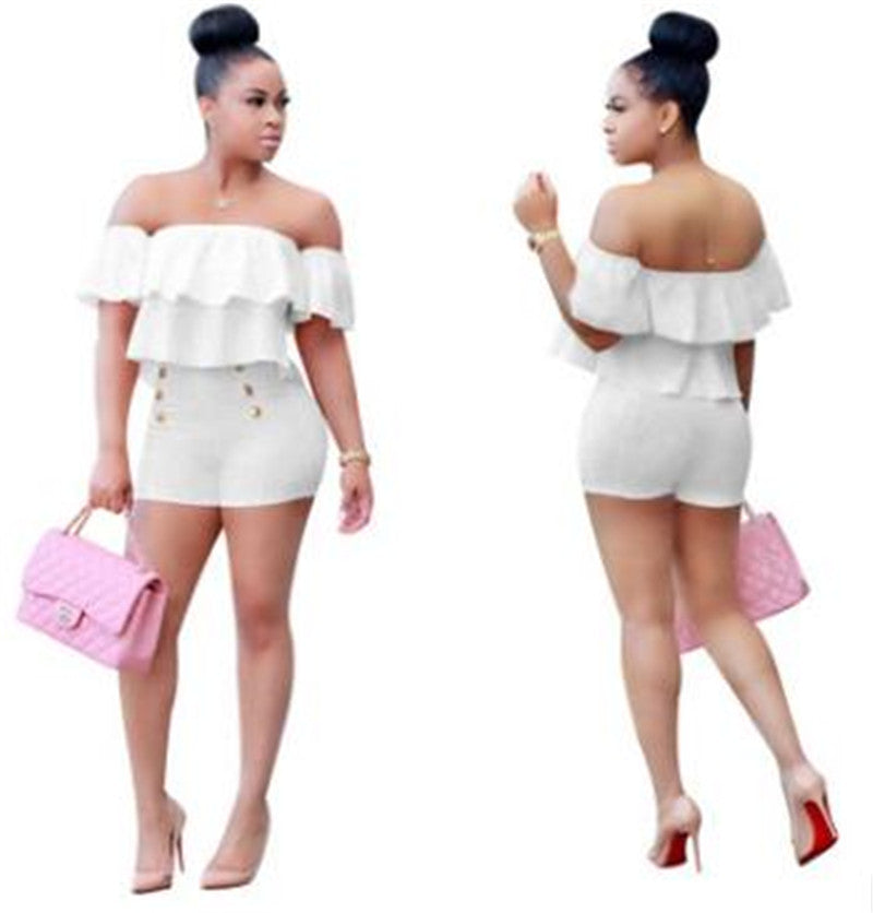 2 Piece Ruffles Crop Top And Shorts