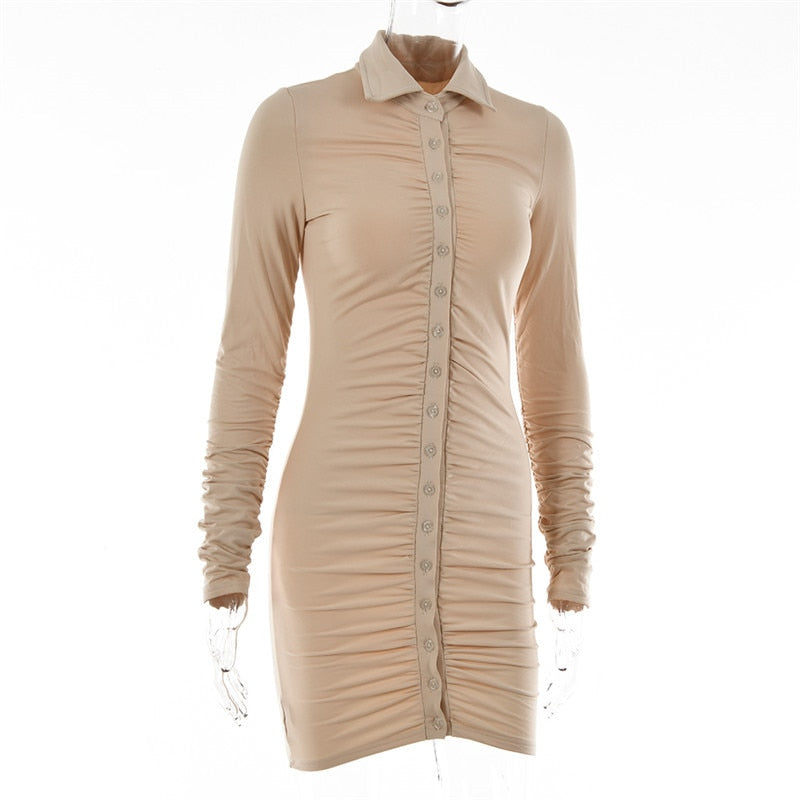 Ruched Button Up Dress