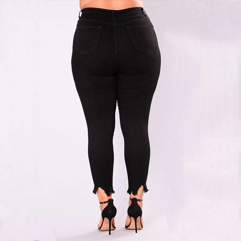 Plus Size Mid Waist Black Jeans