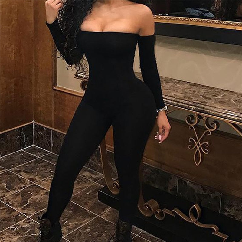 Off Shoulder Bodycon Jumpsuit