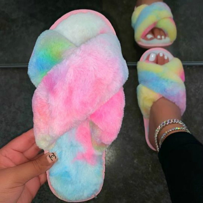 Multi Fluffy Women Slippers