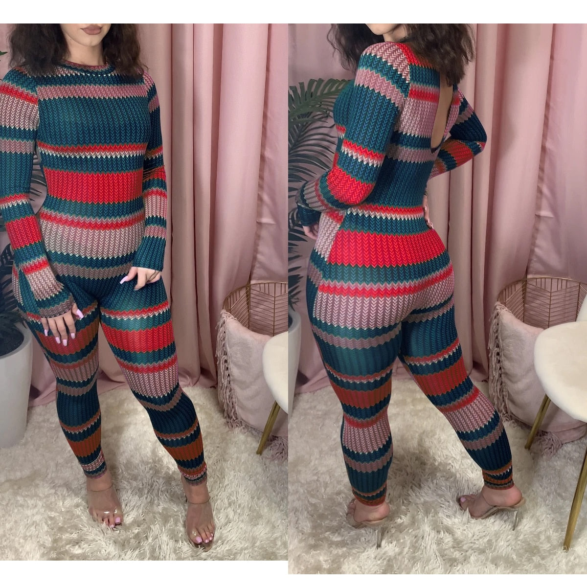 Striped Print Jumpsuit