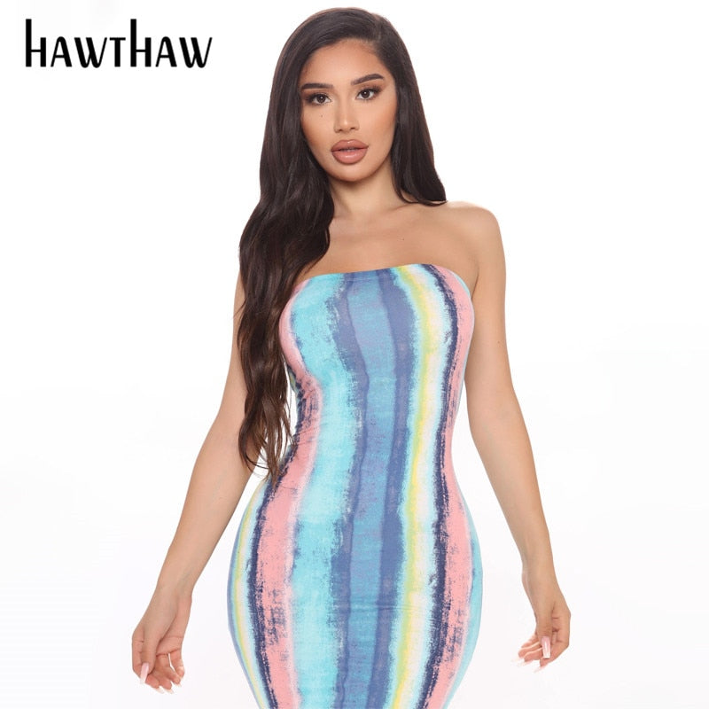 Strapless Printed Bodycon Dress