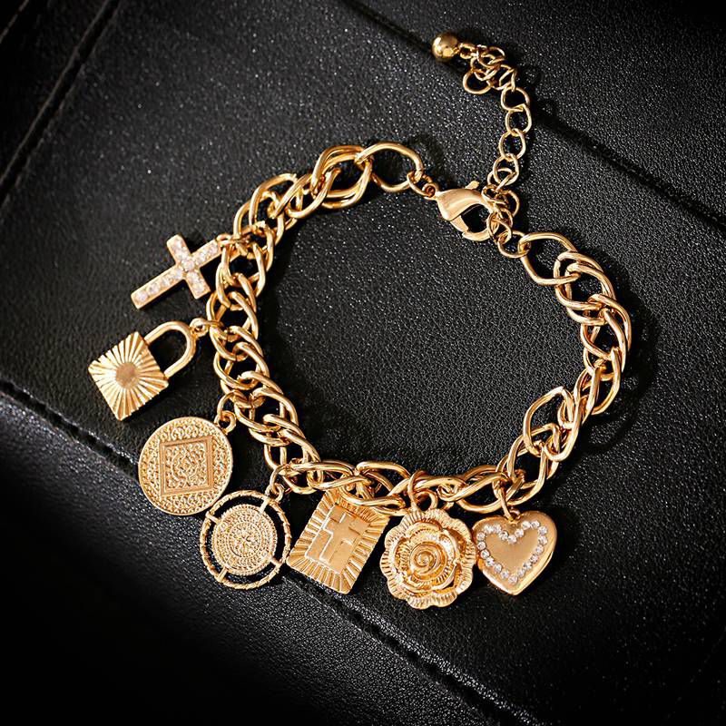 Gold Copper Multi Charm Bracelet