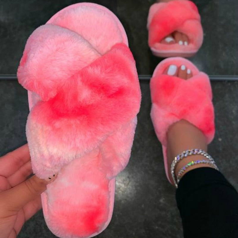 Multi Fluffy Women Slippers